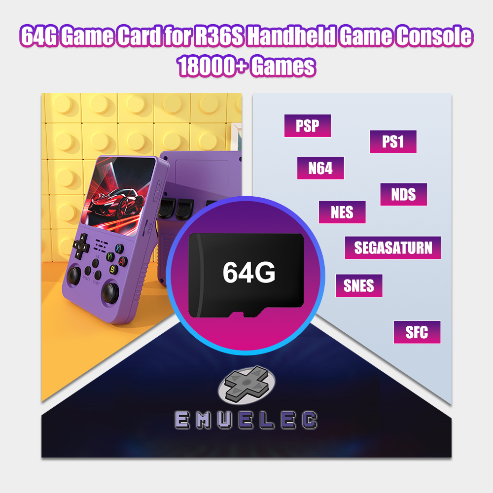 Console Retro Gaming Portable - بطاقة لعبة TF 64G لوحدة تحكم